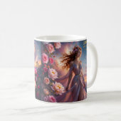 Boho Cosmic Bloom Pink Coffee Cup Women | Ethereal Koffiemok (Voorkant rechts)