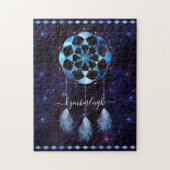 Boho Cosmic Blue Space Mandala Dreamweaver Naam Legpuzzel (Verticaal)