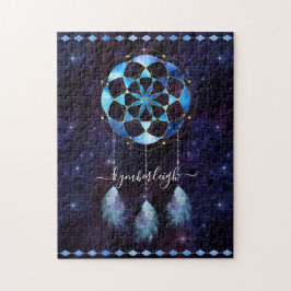 Boho Cosmic Blue Space Mandala Dreamweaver Naam Legpuzzel