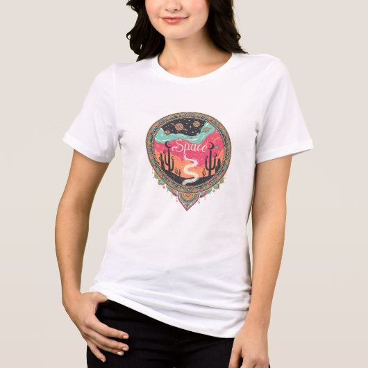 Boho Cosmic Desert Retro Tri-Blend Shirt (Voorkant)