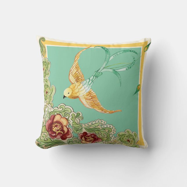 Boho Cottage Modern Bohemian Style Bird Kussen (Voorkant)