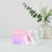 Boho Cottage Shabby Chic Feathers Business Card Visitekaartje (Staand voorkant)