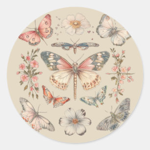 Boho Cottagecore Monarch Butterfly Ronde Sticker