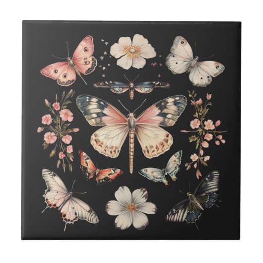 Boho Cottagecore Monarch Butterfly Tegeltje (Voorkant)