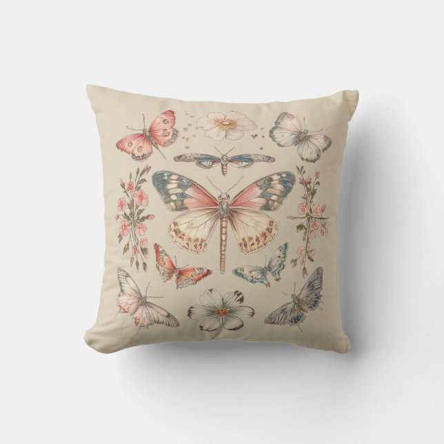 Boho Cottagecore Monarchvlinder Kussen (Voorkant)