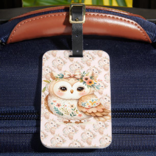 Boho Cottagecore Uil Bloemen Farmcore Charm Bagagelabel