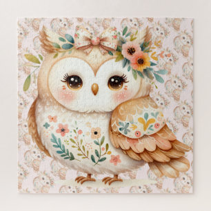 Boho Cottagecore Uil Bloemen Farmcore Charm Legpuzzel