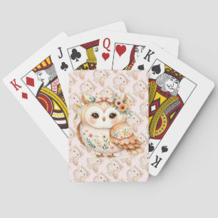 Boho Cottagecore Uil Bloemen Farmcore Charm Pokerkaarten