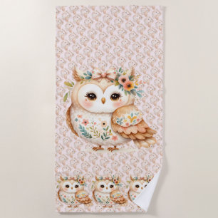 Boho Cottagecore Uil Bloemen Farmcore Charm Strandlaken