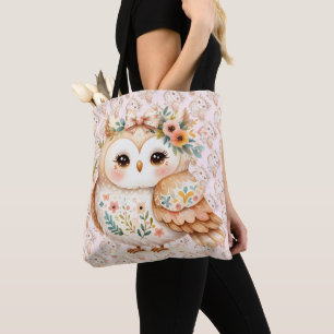 Boho Cottagecore Uil Bloemen Farmcore Charm Tote Bag
