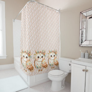 Boho Cottagecore Uil Floral Farmcore Charme Douchegordijn