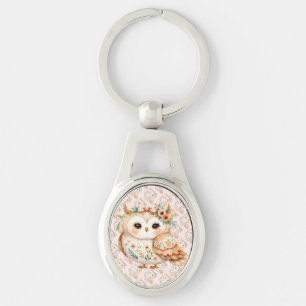 Boho Cottagecore Uil Floral Farmcore Charme Sleutelhanger