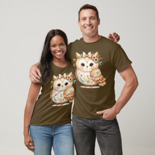 Boho Cottagecore Uil Floral Farmcore Charme T-shirt