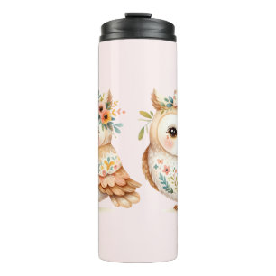 Boho Cottagecore Uil Floral Farmcore Charme Thermosbeker