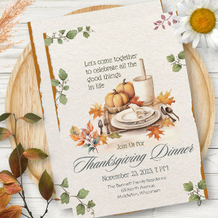 Boho Cottagecore Waterverf Pompoen Thanksgiving Kaart