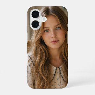 Boho Cottagecore Zachte Esthetische Meisjesportret iPhone 16 Hoesje