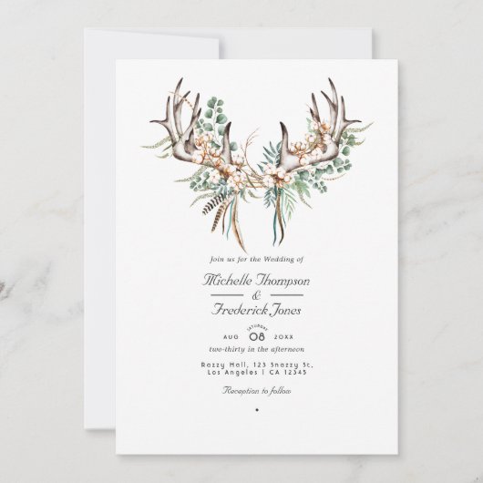 Boho Cotton en Eucalyptus Boho Wedding Photo Invi Kaart (Voorkant)