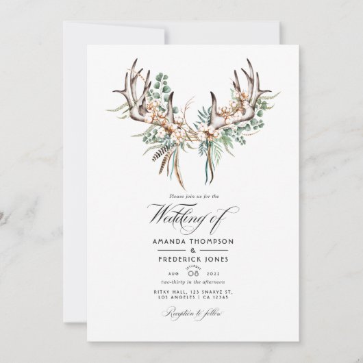 Boho Cotton en Eucalyptus Boho Wedding Photo Kaart (Voorkant)