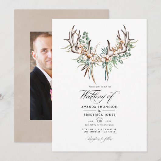 Boho Cotton en Eucalyptus Boho Wedding Photo Kaart (Voorkant / Achterkant)