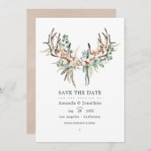 Boho Cotton en Eucalyptus Boho Wedding Photo Save The Date (Voorkant / Achterkant)