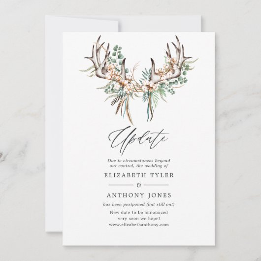 Boho Cotton en Eucalyptus Boho Wedding Update Kaart (Voorkant)