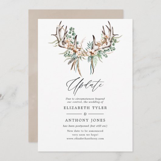 Boho Cotton en Eucalyptus Boho Wedding Update Kaart (Voorkant / Achterkant)
