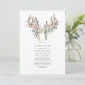 Boho Cotton en Eucalyptus Celebration of Life Kaart (Staand voorkant)