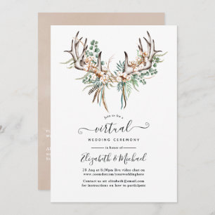Boho Cotton en Eucalyptus Virtual Wedding Kaart