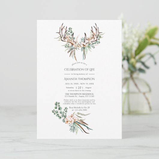 Boho Cotton & Eucalyptus Boho Celebration of Life Kaart (Staand voorkant)