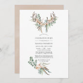 Boho Cotton & Eucalyptus Boho Celebration of Life Kaart (Voorkant / Achterkant)