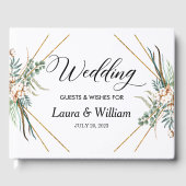 Boho Cotton Green Glitter Lijst Script Bruiloft Gastenboek (Voorkant)