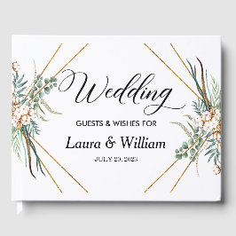 Boho Cotton Green Glitter Lijst Script Bruiloft Gastenboek