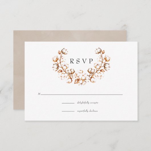 Boho Cotton Wedding RSVP Kaartje (Voorkant / Achterkant)