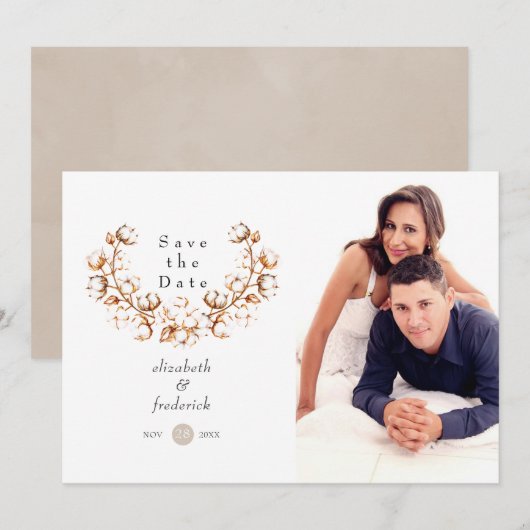 Boho Cotton Wedding Save The Date (Voorkant / Achterkant)