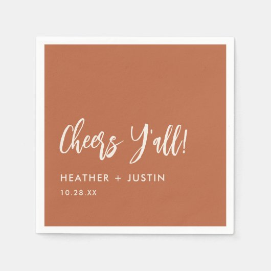 Boho Country Cheers Y'all Texas Wedding Napkins Servet (Voorkant)