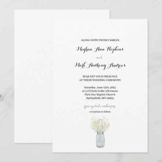 Boho Country Chic Huwelijksuitnodiging Kaart (Voorkant / Achterkant)