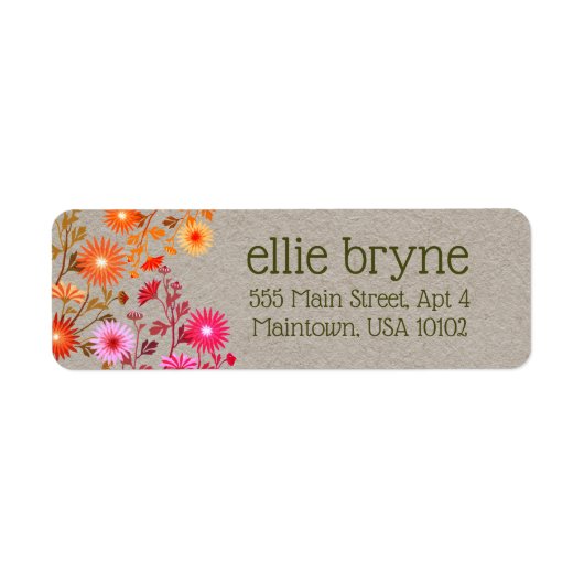 Boho Country Floral Kraft Etiket (Voorkant)