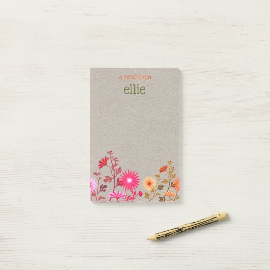 Boho Country Floral Kraft-laptop Post-it® Notes (Op bureau)