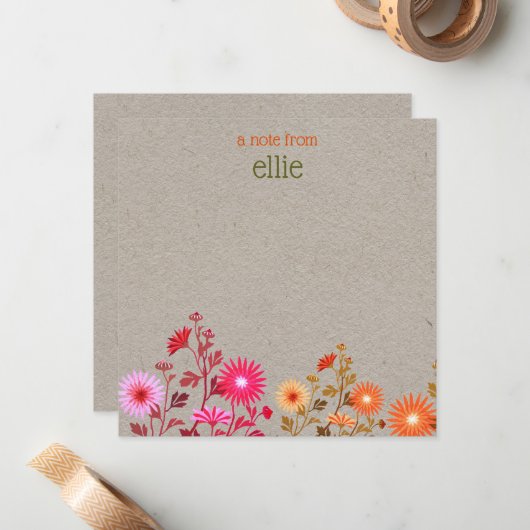 Boho Country Floral Kraft Notitiekaartje (Voorkant / Achterkant in situ)