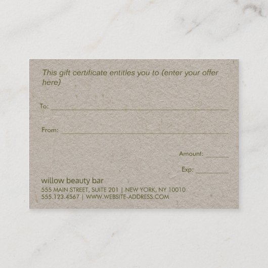 Boho Country Floral Kraft Visitekaartje (Achterkant)