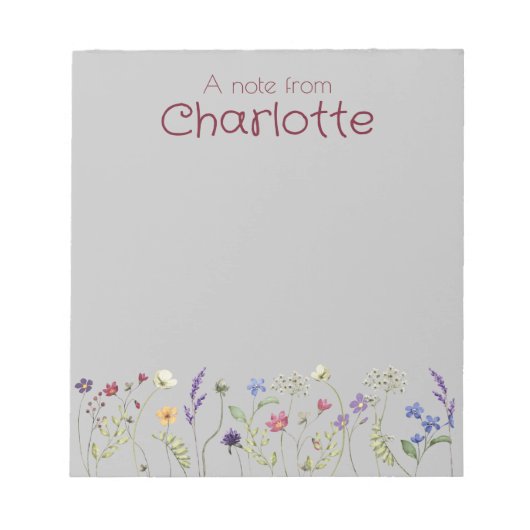 Boho Country Floral madeliefje waterverf grijs Not Notitieblok (Voorkant)