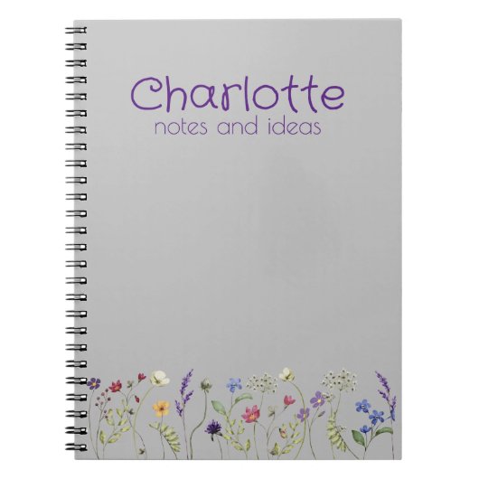 Boho Country Floral madeliefje waterverf grijs Not Notitieboek (Voorkant)