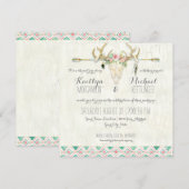 BOHO Country Rustic Floral Deer Skull Antler Arrow Kaart (Voorkant / Achterkant)