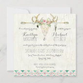 BOHO Country Rustic Floral Deer Skull Antler Arrow Kaart (Voorkant)