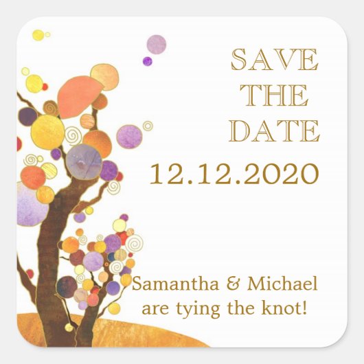Boho Country Wedding Save the Date Vierkante Sticker (Voorkant)