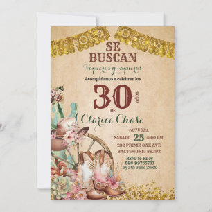 Boho Country Western Floral Cowboy Birthday Kaart