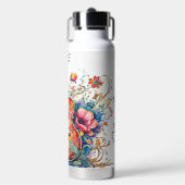 Boho Country Westerne Bloemen Gitaar Naam toevoege Waterfles (Voorkant)