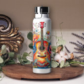 Boho Country Westerne Bloemen Gitaar Naam toevoege Waterfles