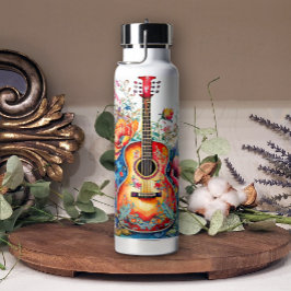 Boho Country Westerne Bloemen Gitaar Naam toevoege Waterfles