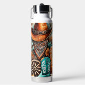 Boho Country Westerne Gitaar Cowgirl Waterfles (Voorkant)